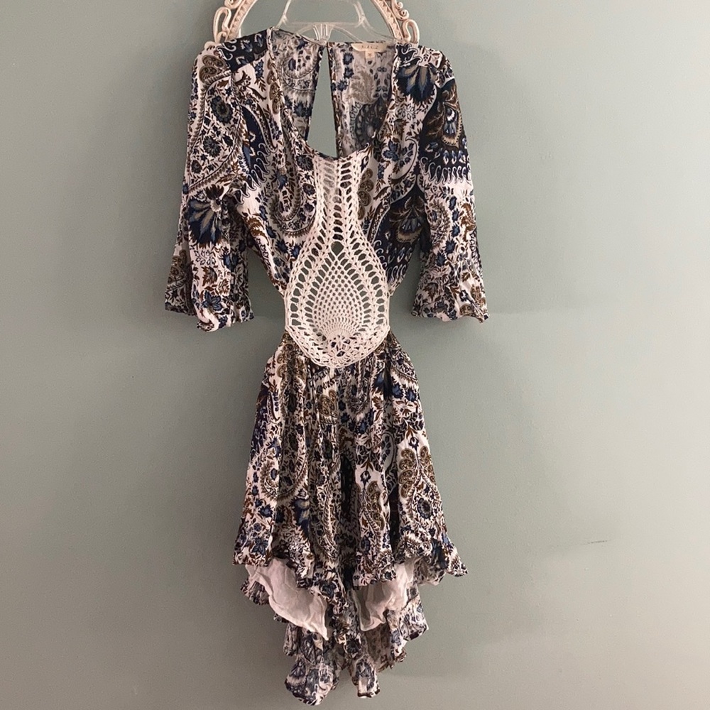 Printed open back romper